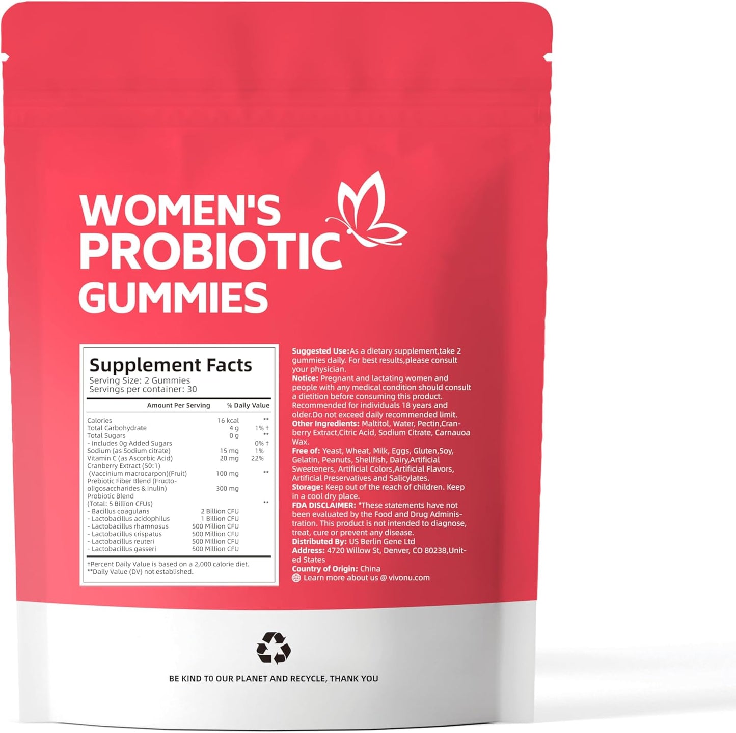 Cranberry Women's Probiotic Gummies