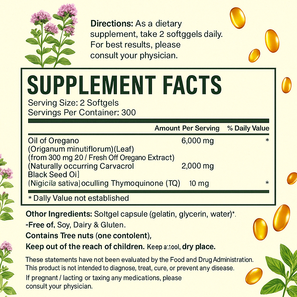 Oil of Oregano 300 Softgels